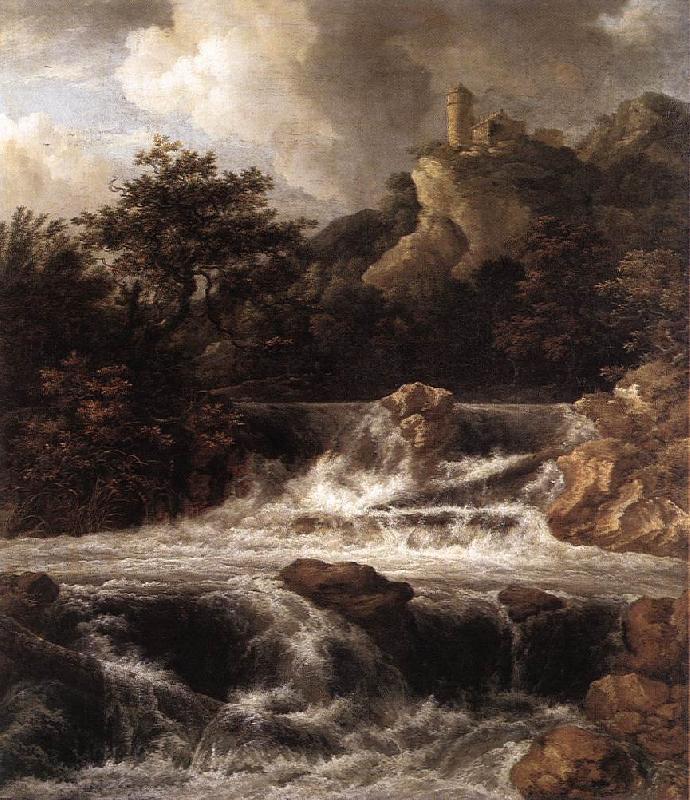 RUISDAEL, Jacob Isaackszon van Waterfall with Castle Built on the Rock af china oil painting image